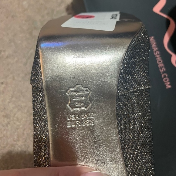 Mina Peep Toe Silver Sparkly Heels Size 8.5 M - Picture 6 of 7